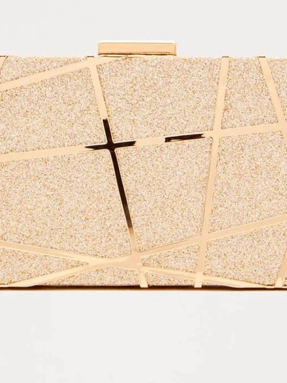 Fashion Nova Gold Glitter Geometric Box Clutch